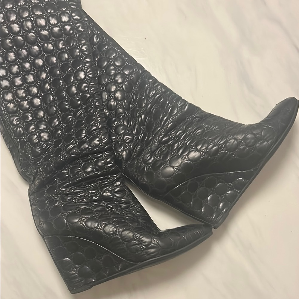 Sergio Rossi Black Perforated Leather Wedges
